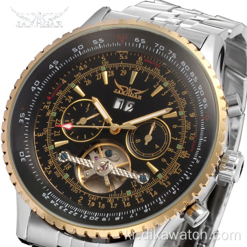 탑 브랜드 럭셔리 남성용 시계 JARAGAR 남성용 군용 스포츠 손목 시계 자동 기계식 투르비용 시계 relogio masculino